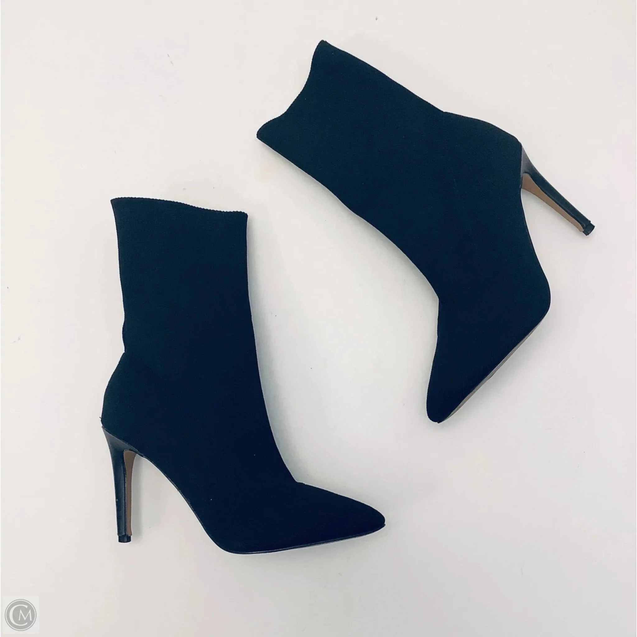 Boots Ankle Heels By Express In Black, Size: 7 Leather Booties Ankle Boots