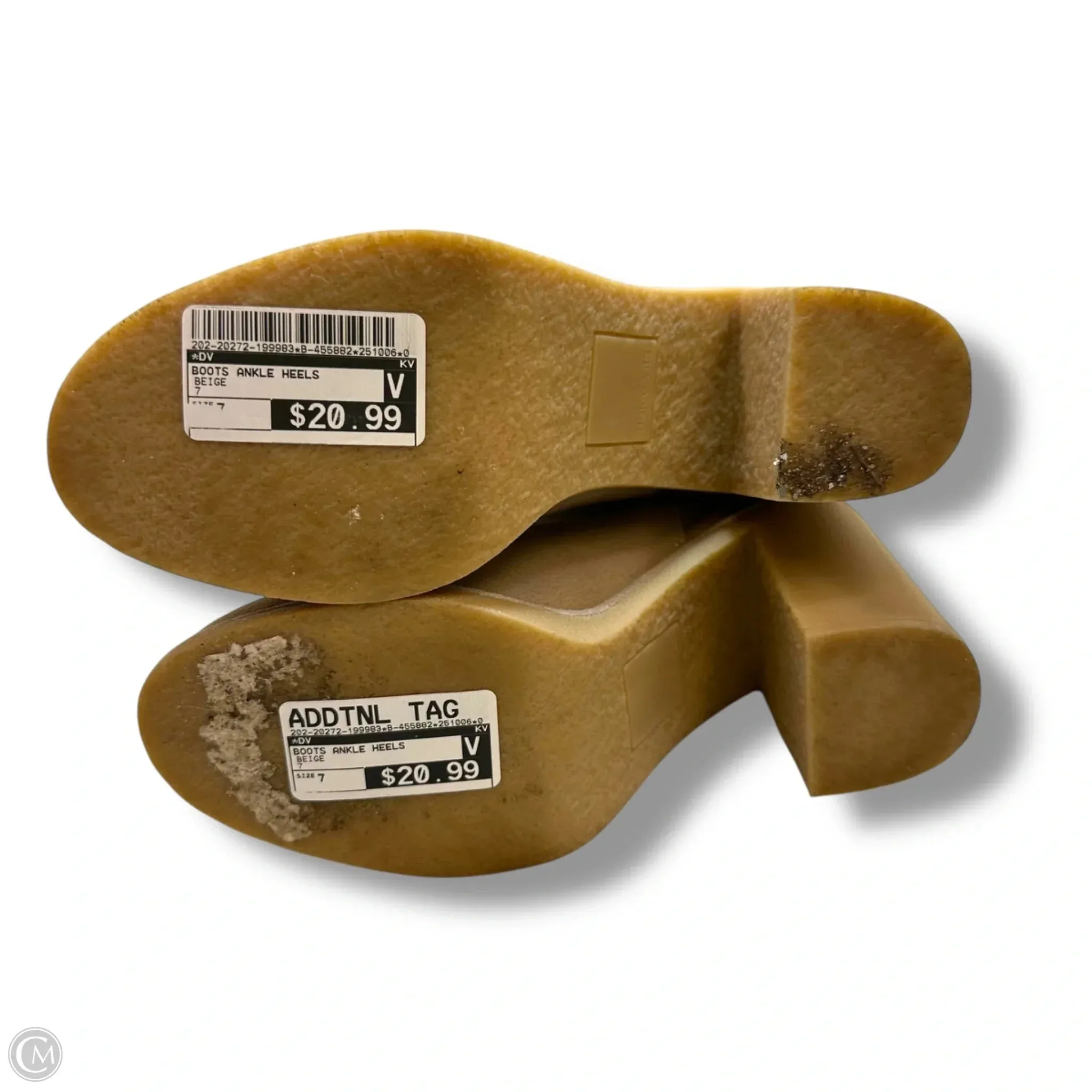 Boots Ankle Heels By Dv In Beige, Size: 7 Open Toe Lace Up Ankle Boots