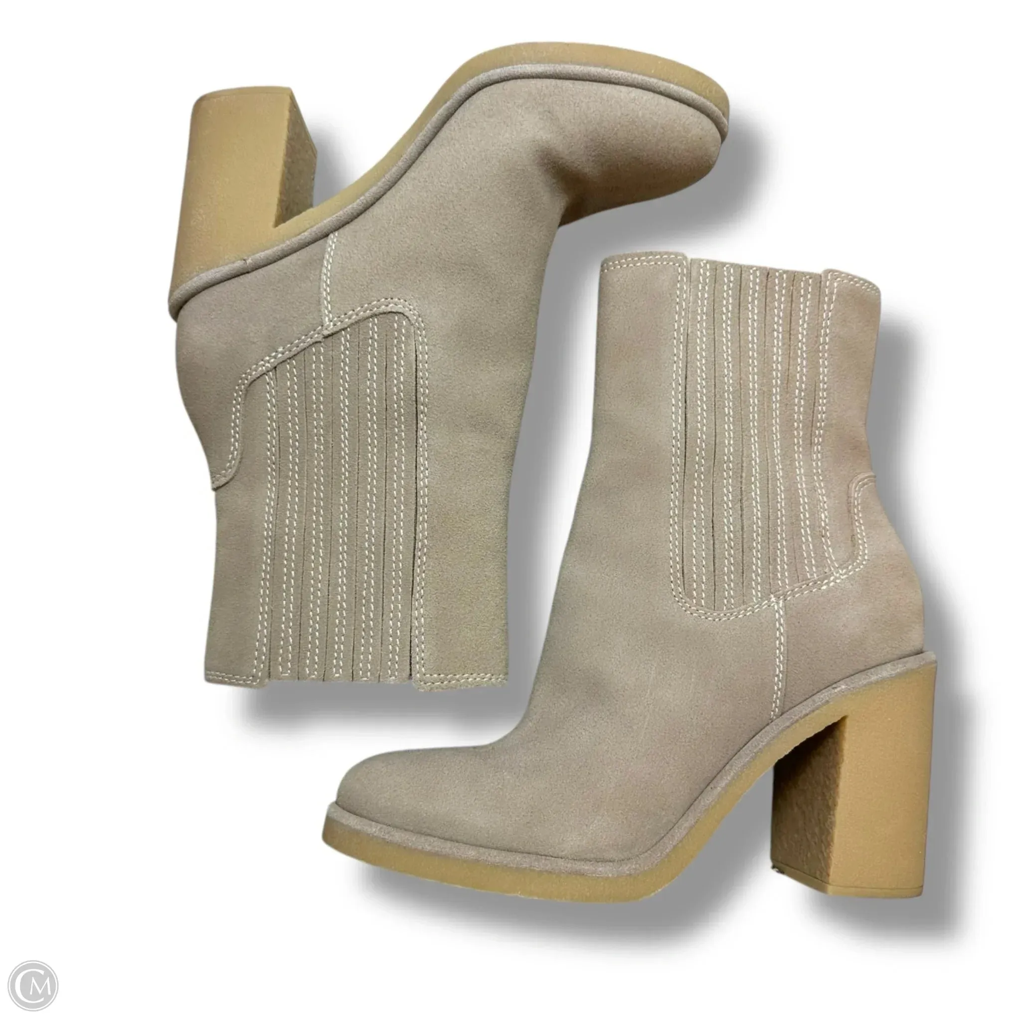 Boots Ankle Heels By Dv In Beige, Size: 7 L.a.m.b Ankle Boots
