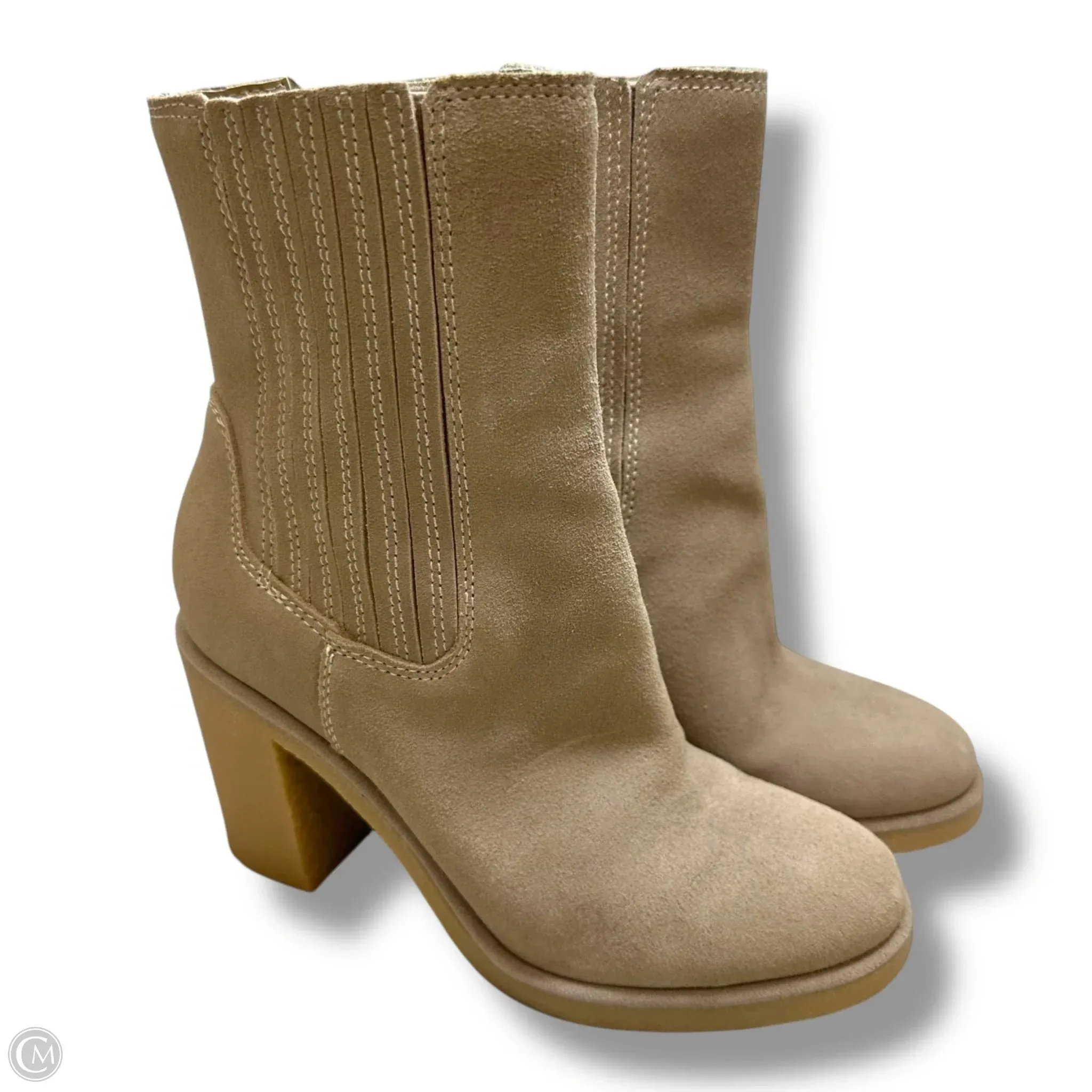 Lace Up High Heels Ankle Boots Boots Ankle Heels By Dv In Beige, Size: 7