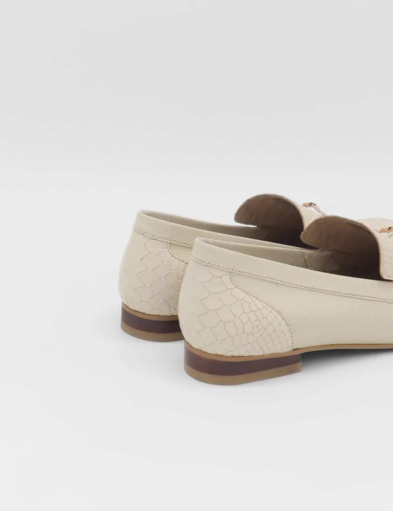 Bottoms Loafers Natural loafers in off white croc embossed leather womens shoes