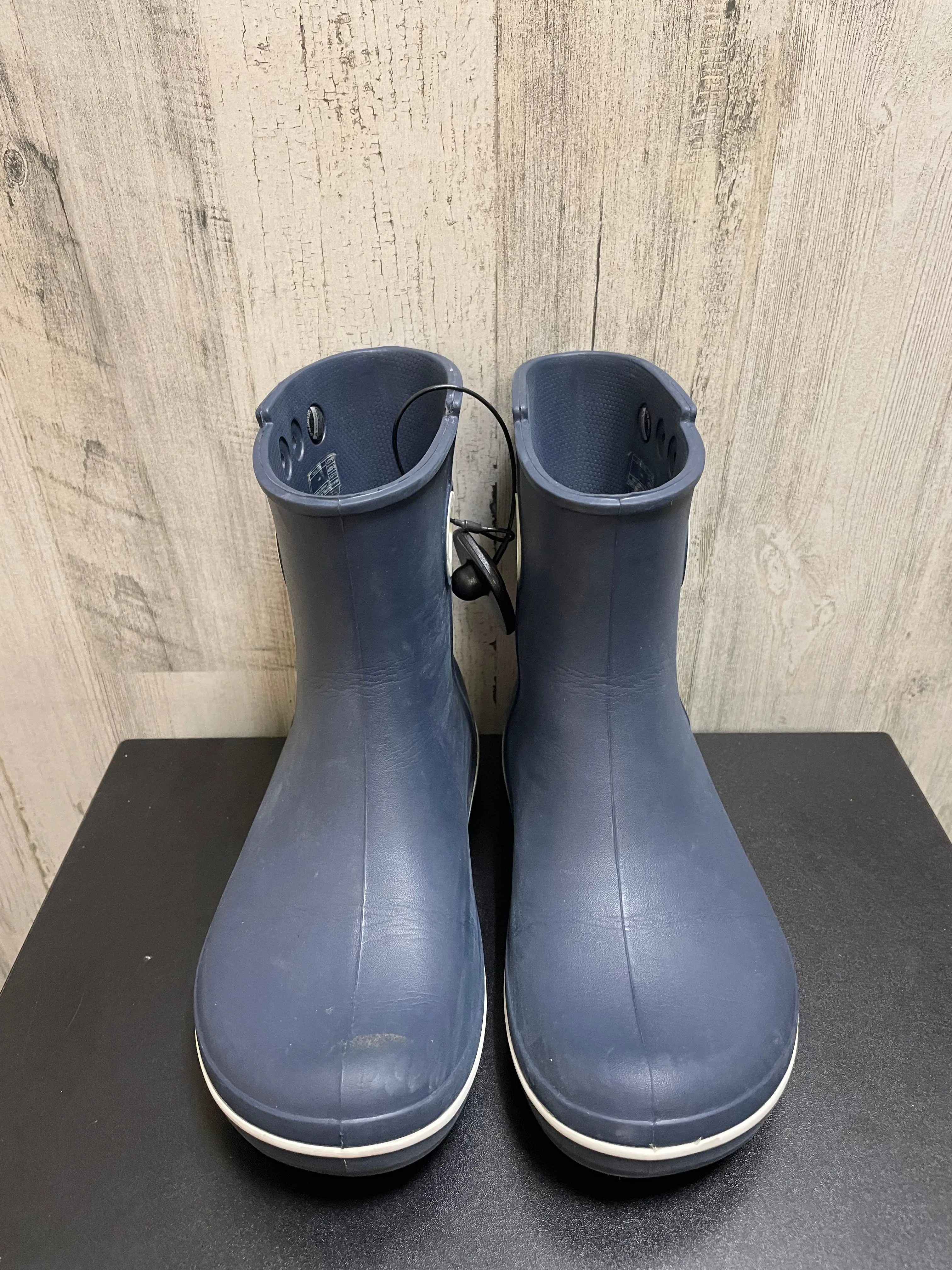 Leopard Heel Ankle Boots Navy Boots Ankle Flats Crocs, Size 6