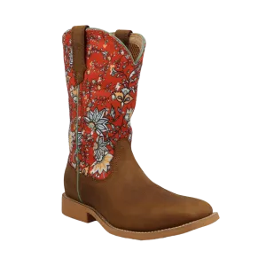 Twisted X Girls Rustic Floral Brown & Red Hooey Boots YHY0013 Boots Loewe