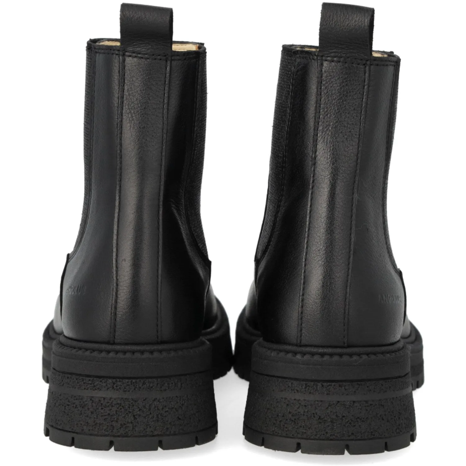 Angulus Black/Black Glitter Elastic Chelsea Boot with Elastic on Track Sole Rain And Snow Boots