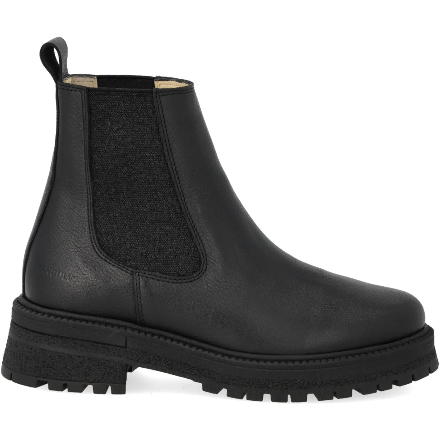Angulus Black/Black Glitter Elastic Chelsea Boot with Elastic on Track Sole Amazon Boots