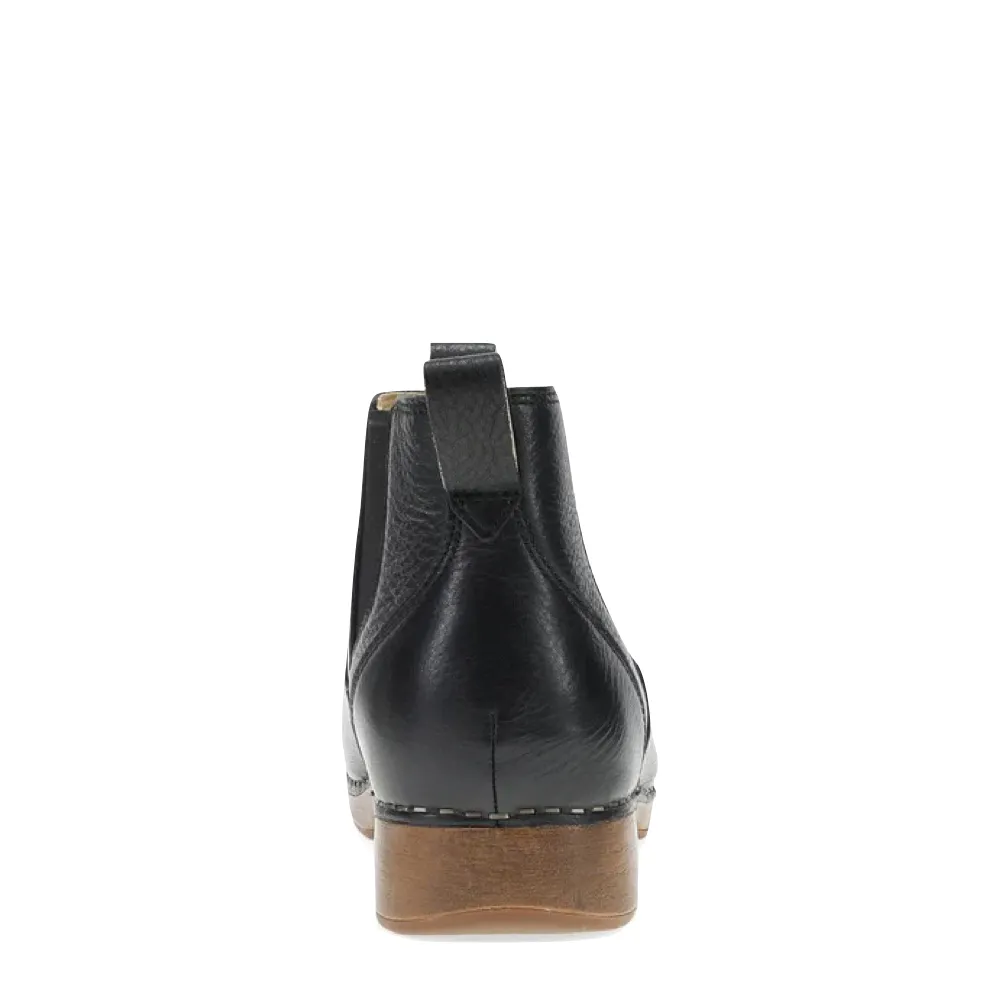 Neon Boots Dancehall Dansko Women's Michele Pull On Leather Boot in Black Waxy