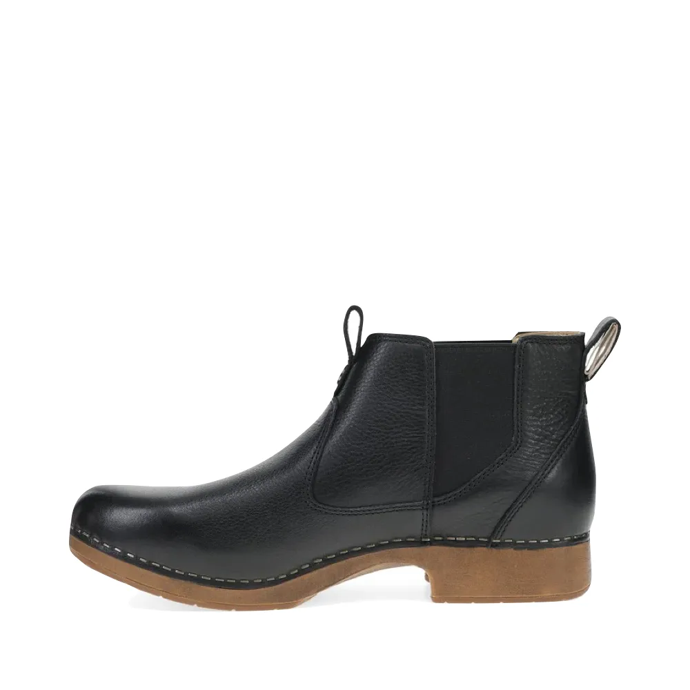 Dansko Women's Michele Pull On Leather Boot in Black Waxy Fashion Military Boots