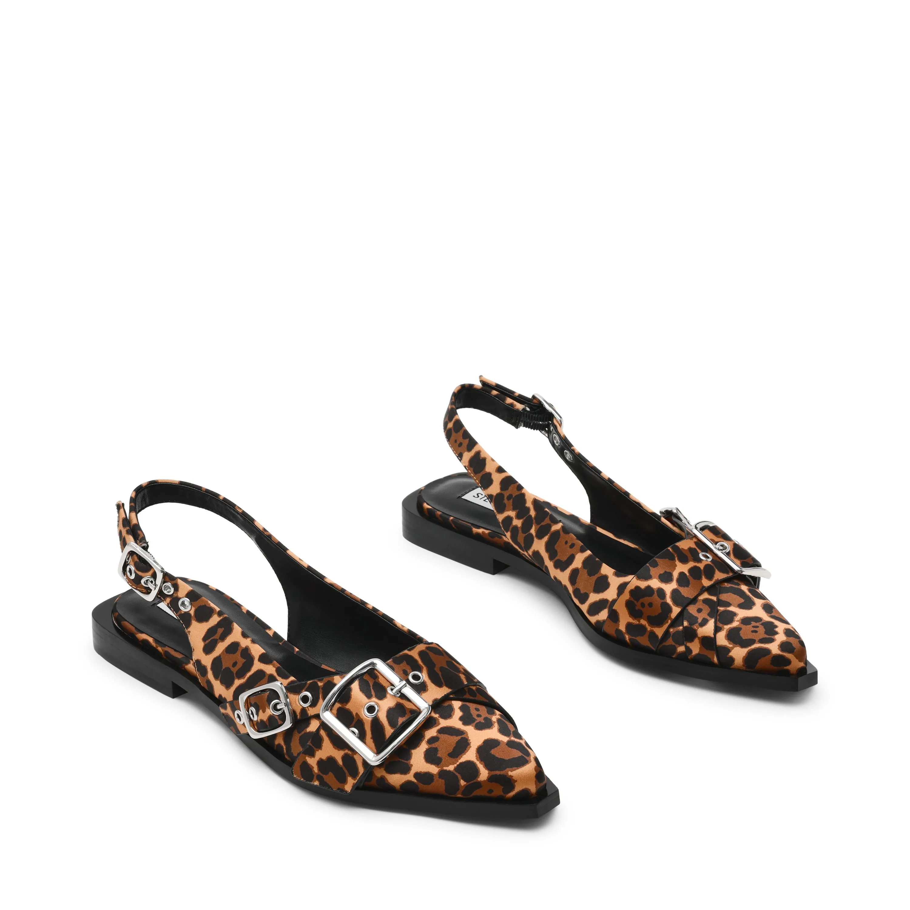 Grezly Pump LEOPARD SATIN Flat Shoes With Gold Buckle