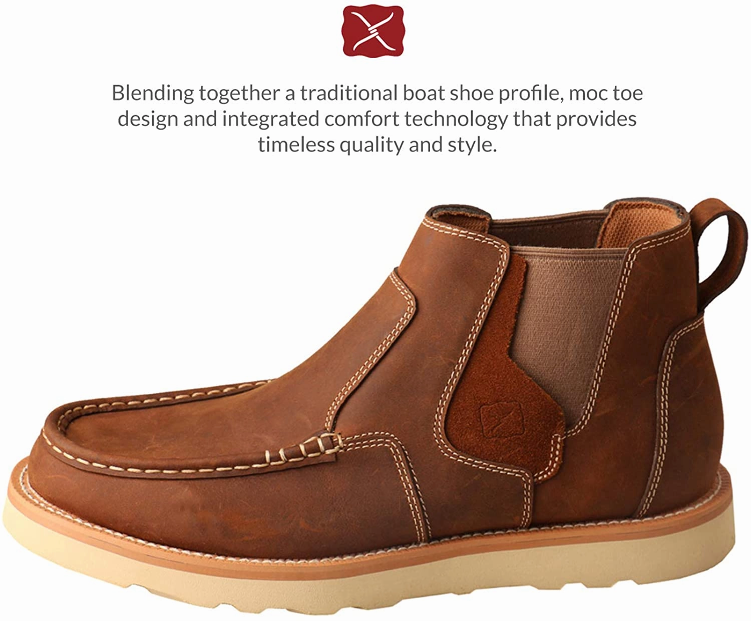 Balenciaga Guinea Boots Twisted X Mens 4" Chelsea Wedge Sole Boot, Oiled Saddle, 10 M