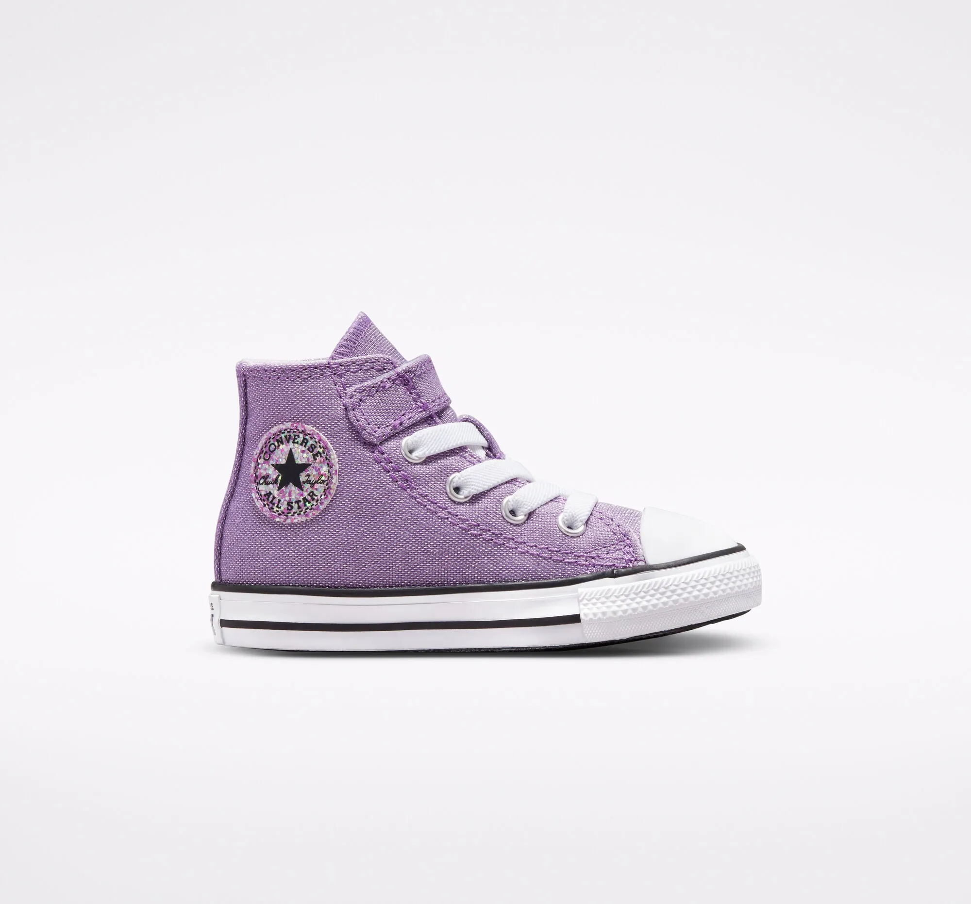 Converse scarpa da bambina alta alla caviglia Chuck Taylor All Star Easy-On Glitter 772878C viola Bcbs Sneakers