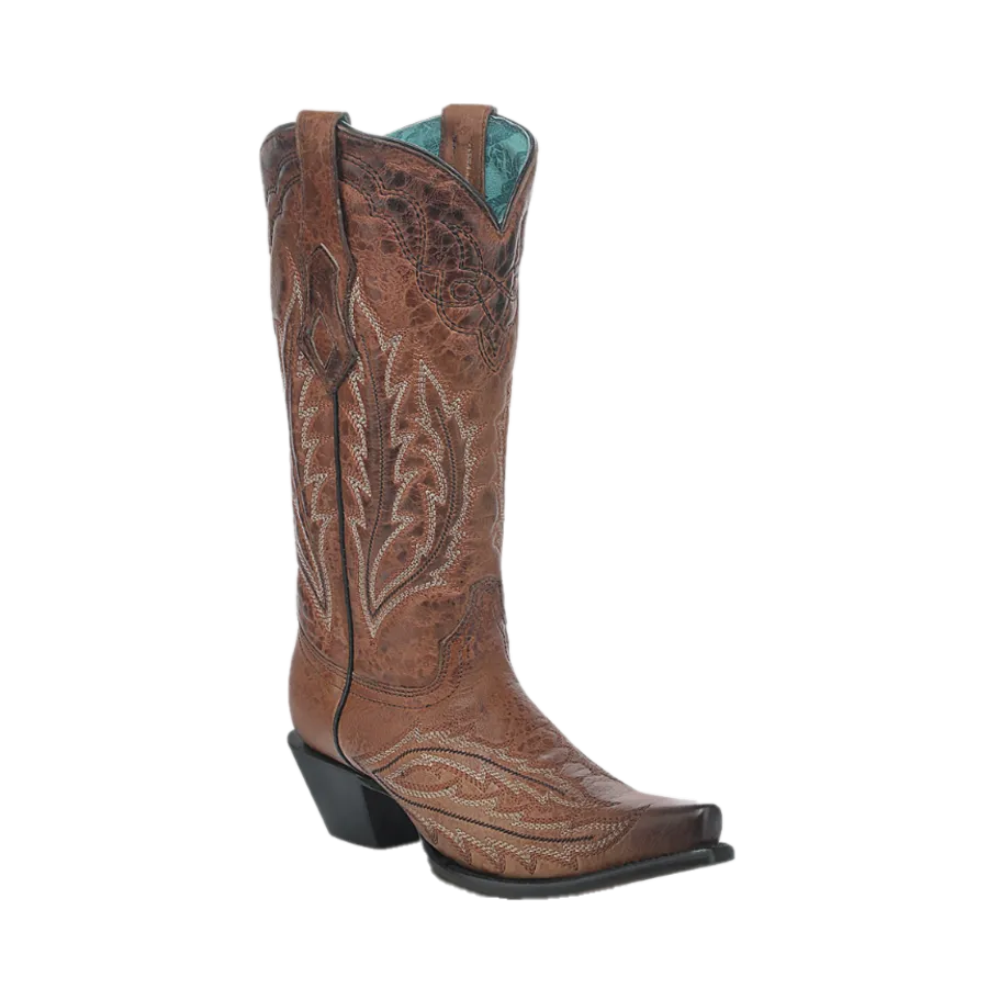 Corral Ladies Cognac Brown Leather Snip Toe Western Boots Z5346 Clean Suede Boots