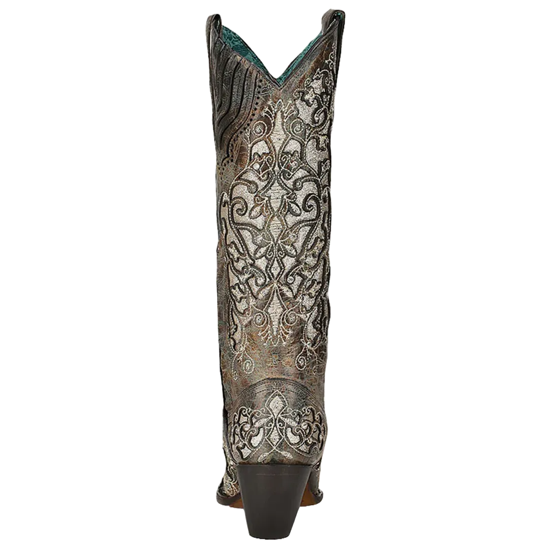 Dr Industrial Boots Corral Ladies Distressed Brown Glitter Inlay Snip Toe Boots A4346