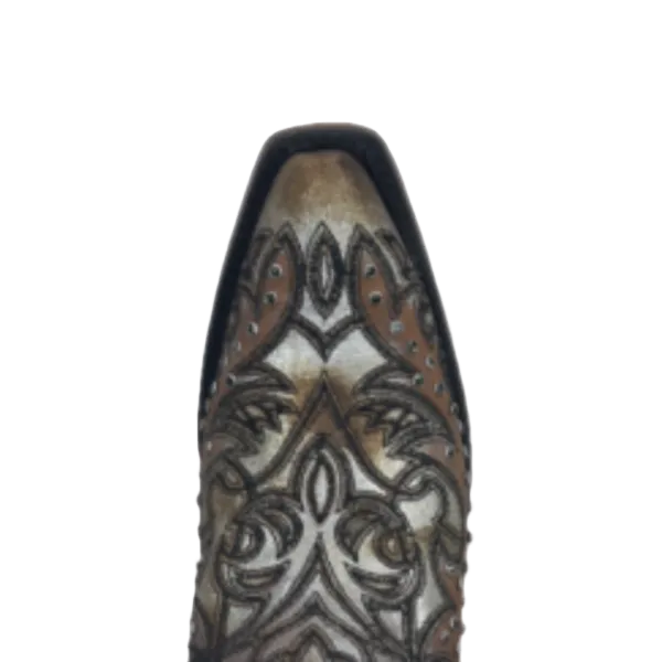 Corral Ladies Golden Brown Crystal & Embroidery Snip Toe Boots C4041 Snow And Waterproof Boots