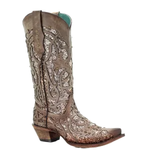 Corral Ladies Orix Luminary Roots Glitter Inlay & Studs Boots C3331 Ag Boots