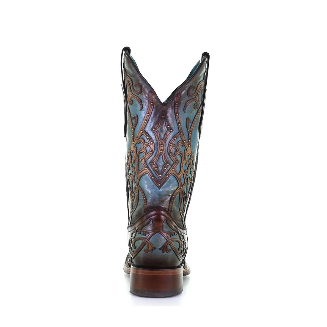 Chelsea Boots Near Me Corral Ladies Overlay Embroidery Turquoise & Brown Leather Boots C3768