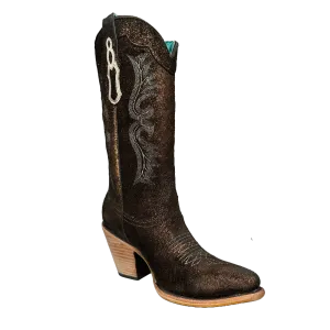 Corral Ladies Pointed Toe Copper-Black Metallized Leather Boots Z5240 Sock Bootie Boots