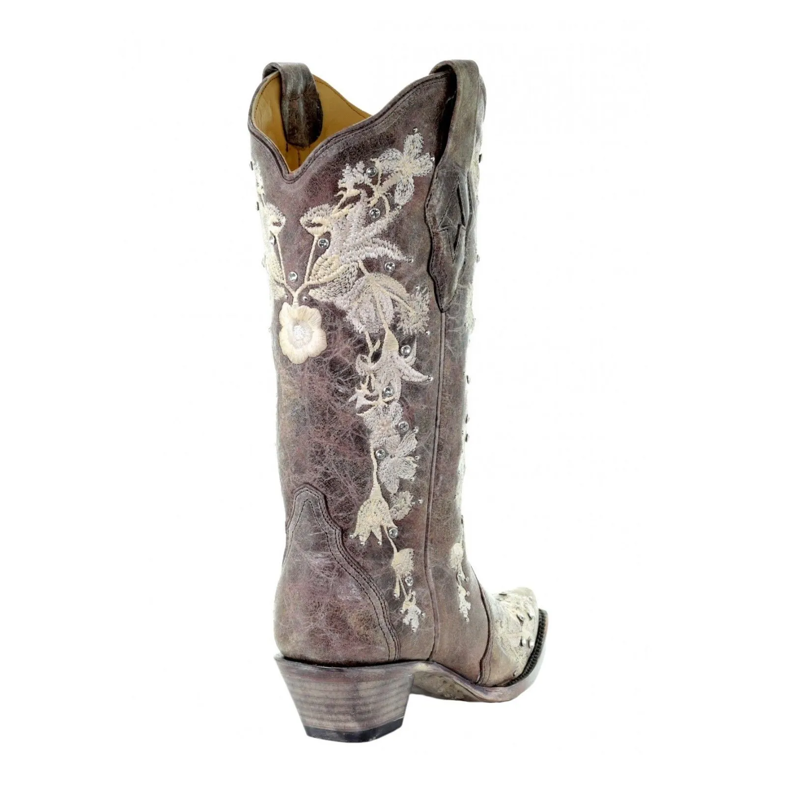 Grunge Boots Corral Ladies Sweety Lisa Tobacco Studs Floral Embroidery Crystals Boots A3572