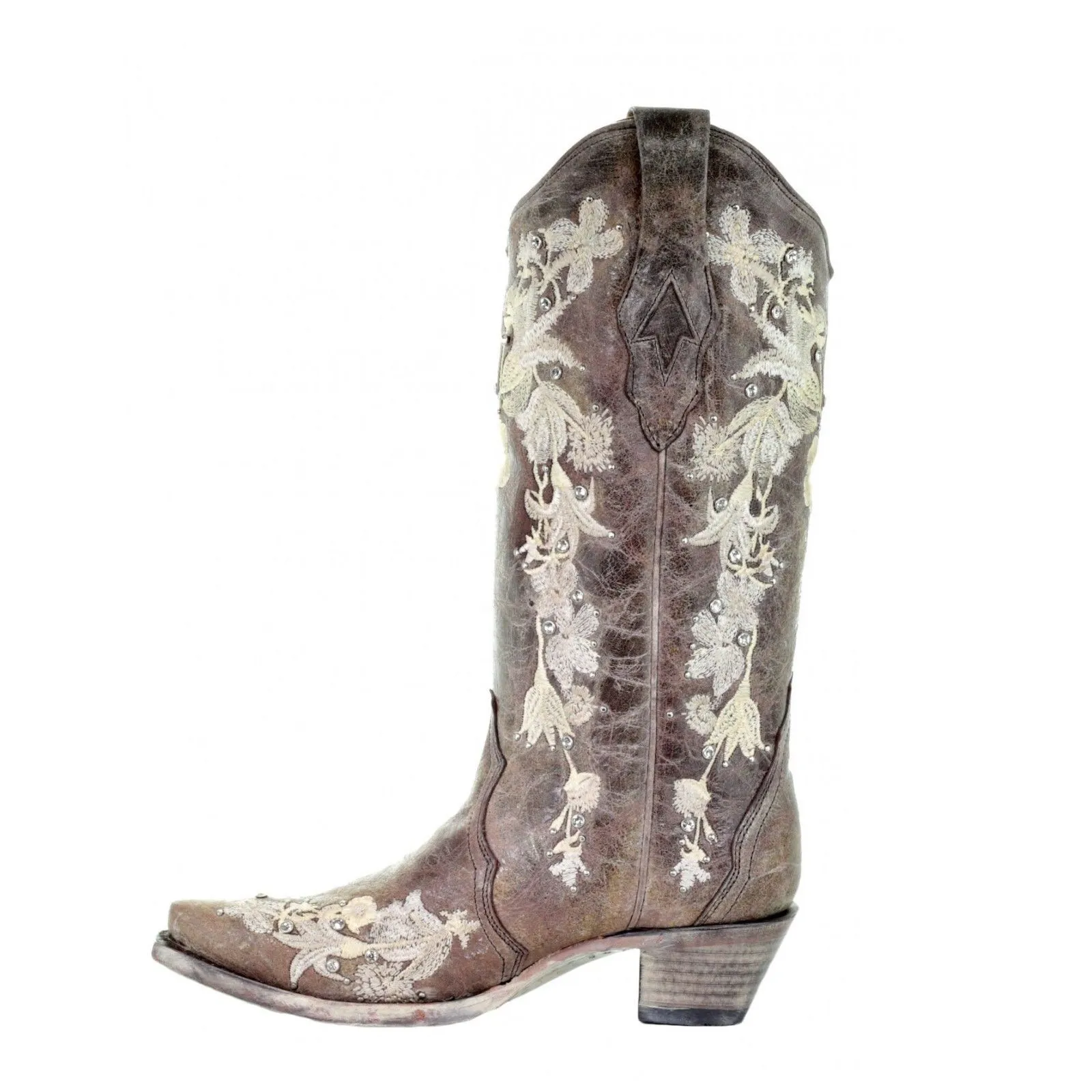 Corral Ladies Sweety Lisa Tobacco Studs Floral Embroidery Crystals Boots A3572 Grinder Boots