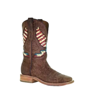 Corral Men's Eagle Inlay Brown Square Toe Boots A4106 Haix Fire Boots