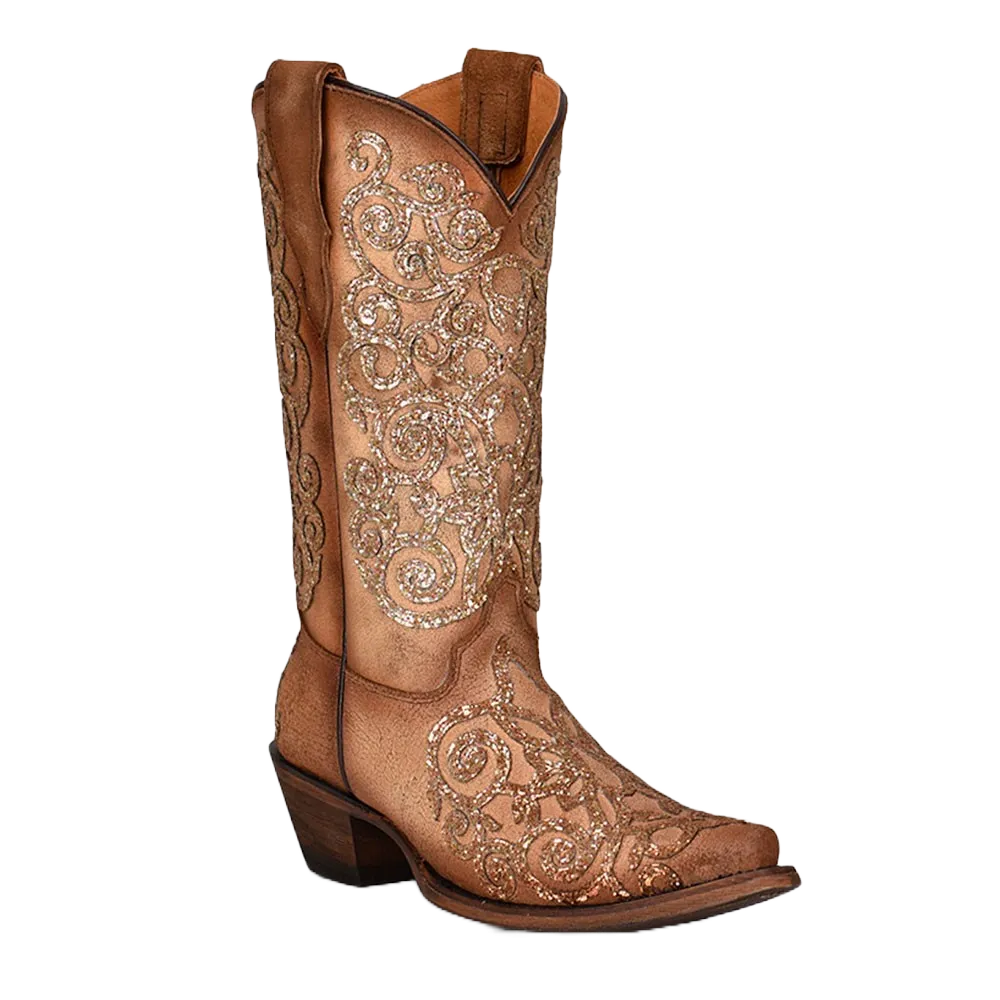 Corral Youth Embroidery & Tan Overlay Studs Boots T0135 Lightweight Waterproof Boots