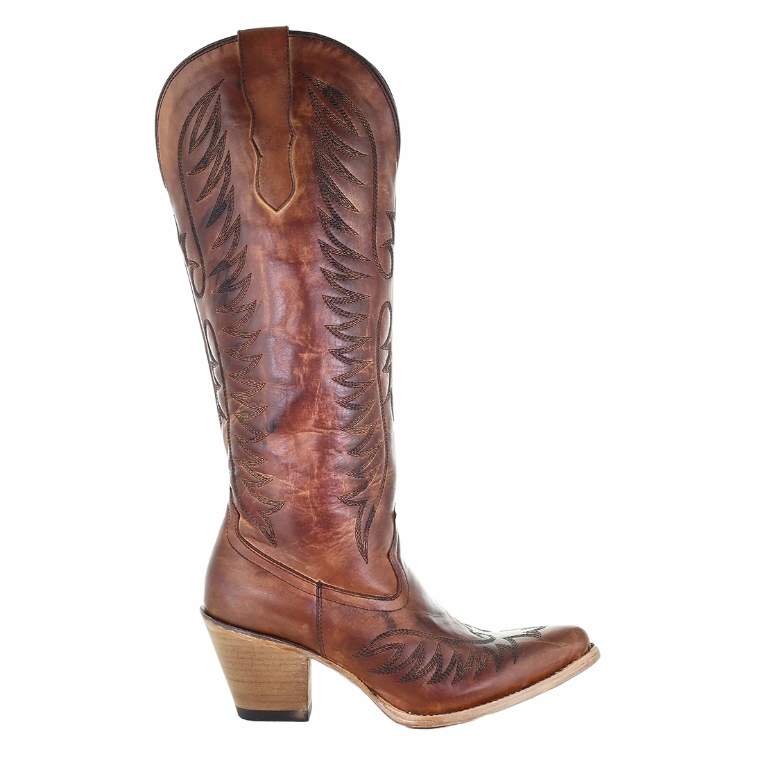 Corral Ladies Cognac Brown Embroidery Tall Leather Boots E1570 Boots Oakley Military