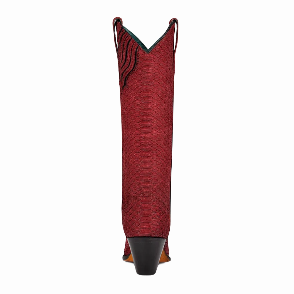 Corral Ladies Python Exotic Red Tall Boots A4194 Boots With High Heels