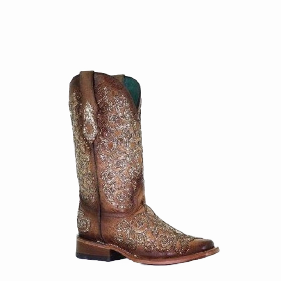 Mink Oil On Boots Corral Ladies Saddle Overlay & Embroidery Square Toe Boots C3772