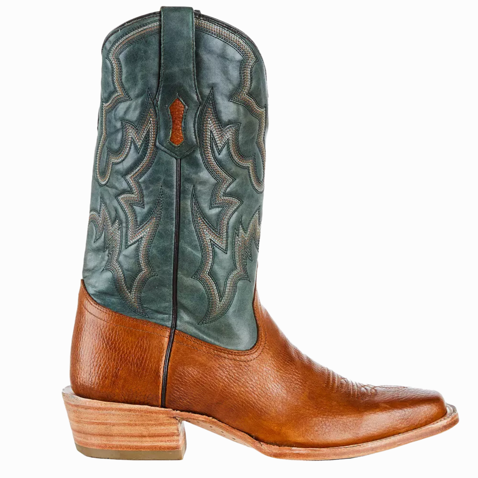 Cowboy Boots Comfortable Corral Men's Embroidered Honey Brown & Green Square Toe Boots A4224