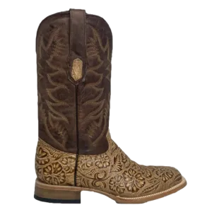 Warm Boots For Winter Cowtown Men's Oryx Hand Floral Tooled Brown Square Toe Boots Q6152