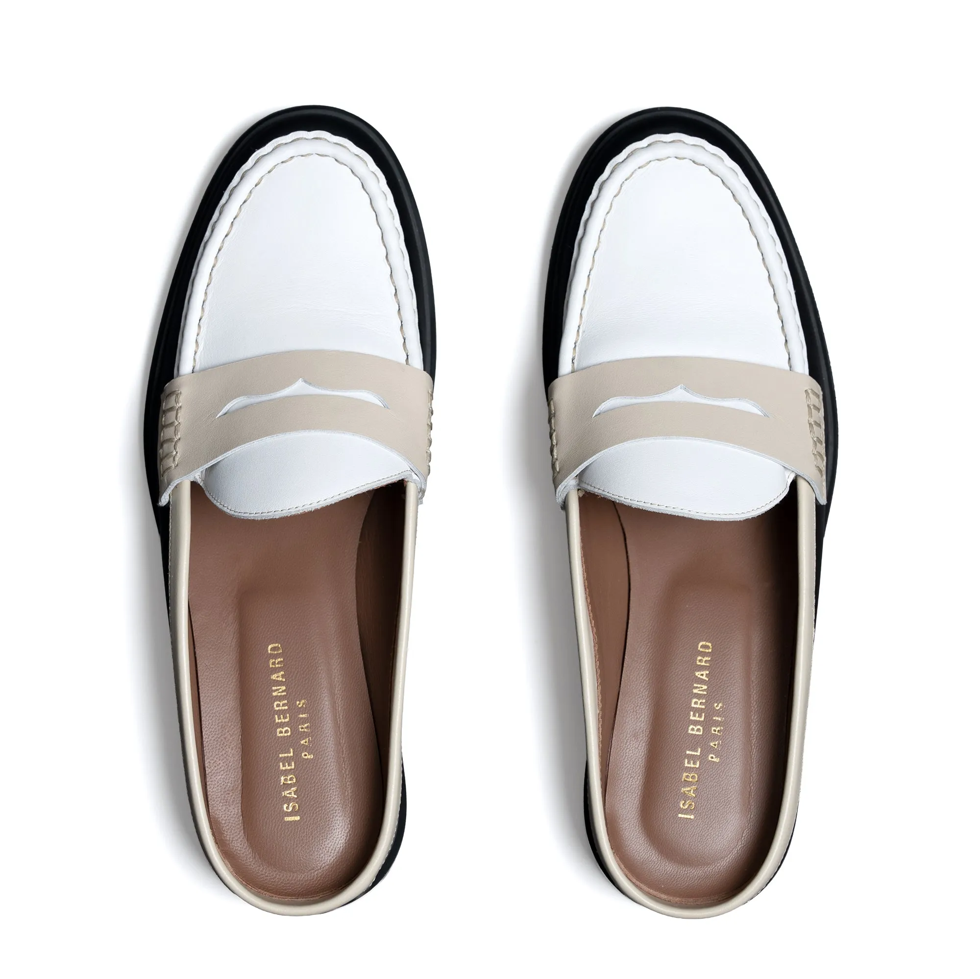 Aldo Loafers Vendme Blandine Black And White Calfskin Leather Mules With White Details