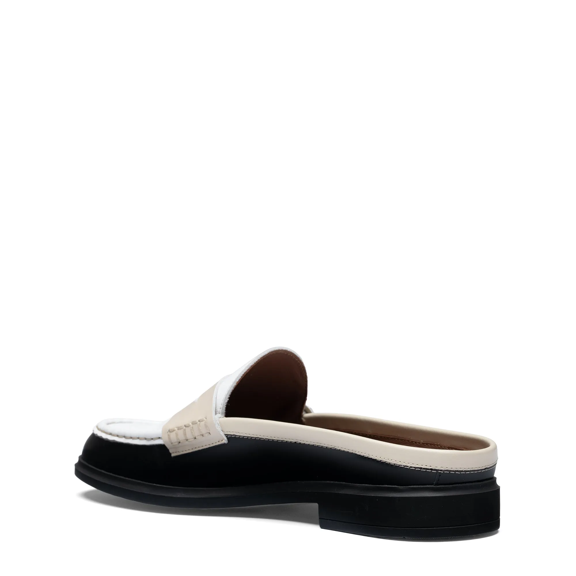 Vendme Blandine Black And White Calfskin Leather Mules With White Details Espadrilles Loafers