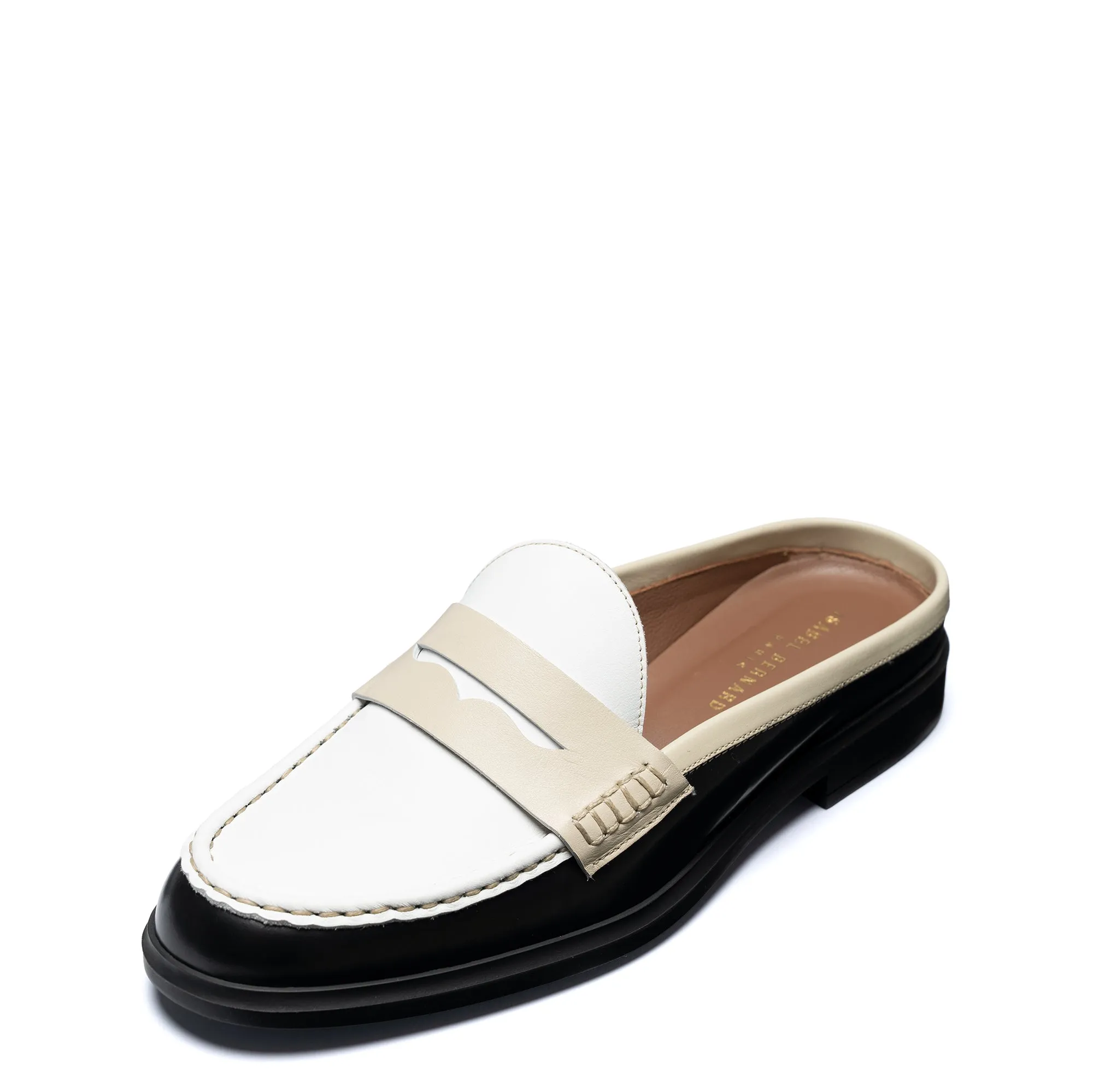 Vendme Blandine Black And White Calfskin Leather Mules With White Details Ferragamo Loafers Sale