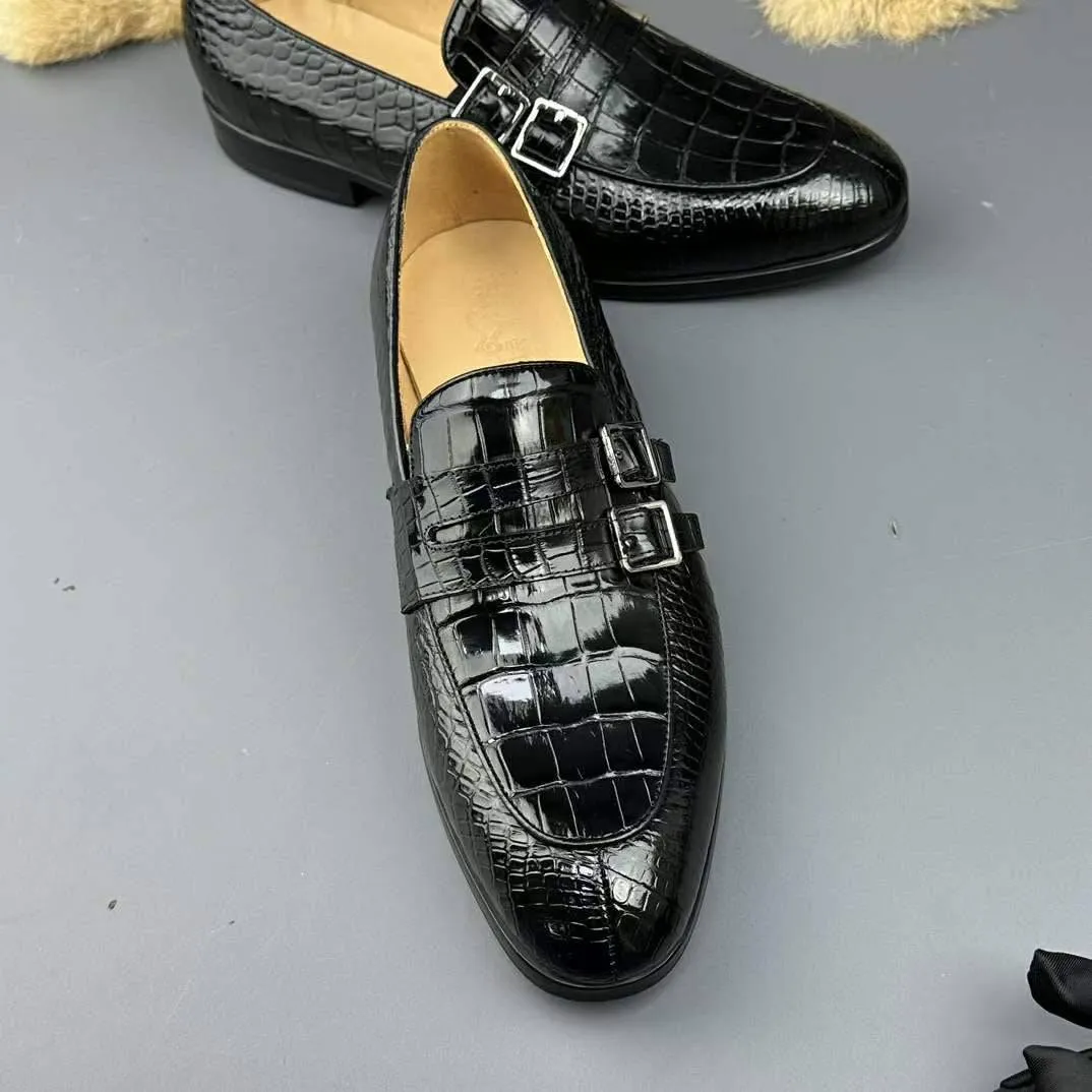 Crocodile Shoes Genuine Crocodile Skin Leather Buckles Slip On Driving Loafers Loafers Lyrics