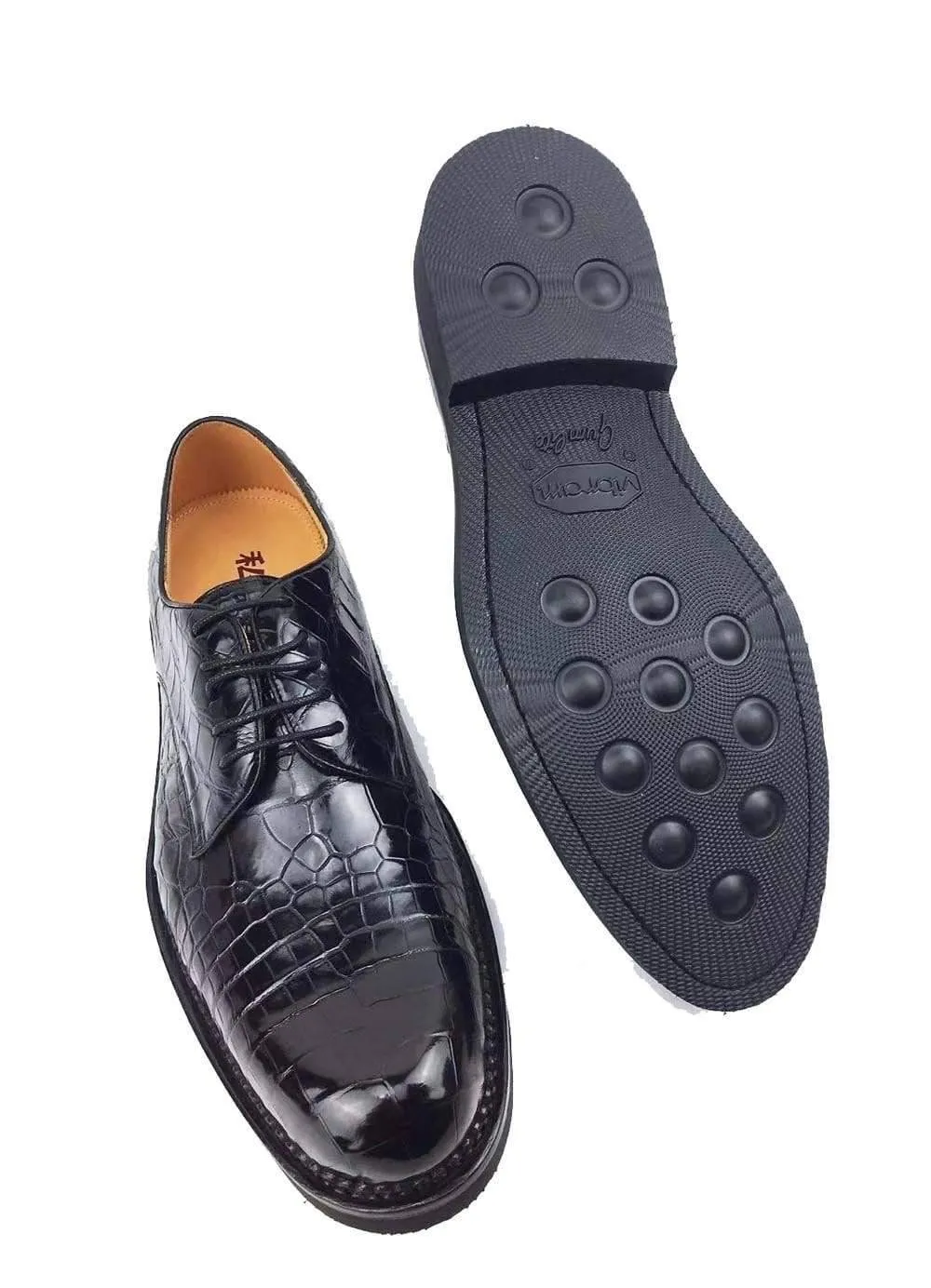 Crocodile Shoes Mens Classic Formal Footwear Man Fashion Style Genuine Crocodile Leather Derby Lace Up Dress Shoes Black Bowling Shoes Slip On