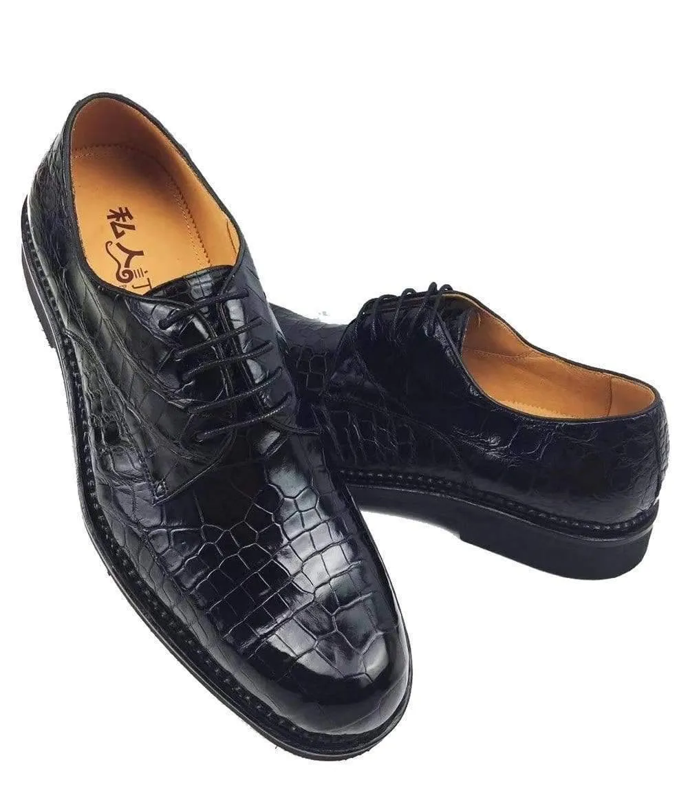 Crocodile Shoes Mens Classic Formal Footwear Man Fashion Style Genuine Crocodile Leather Derby Lace Up Dress Shoes Black Spiderman Slip On