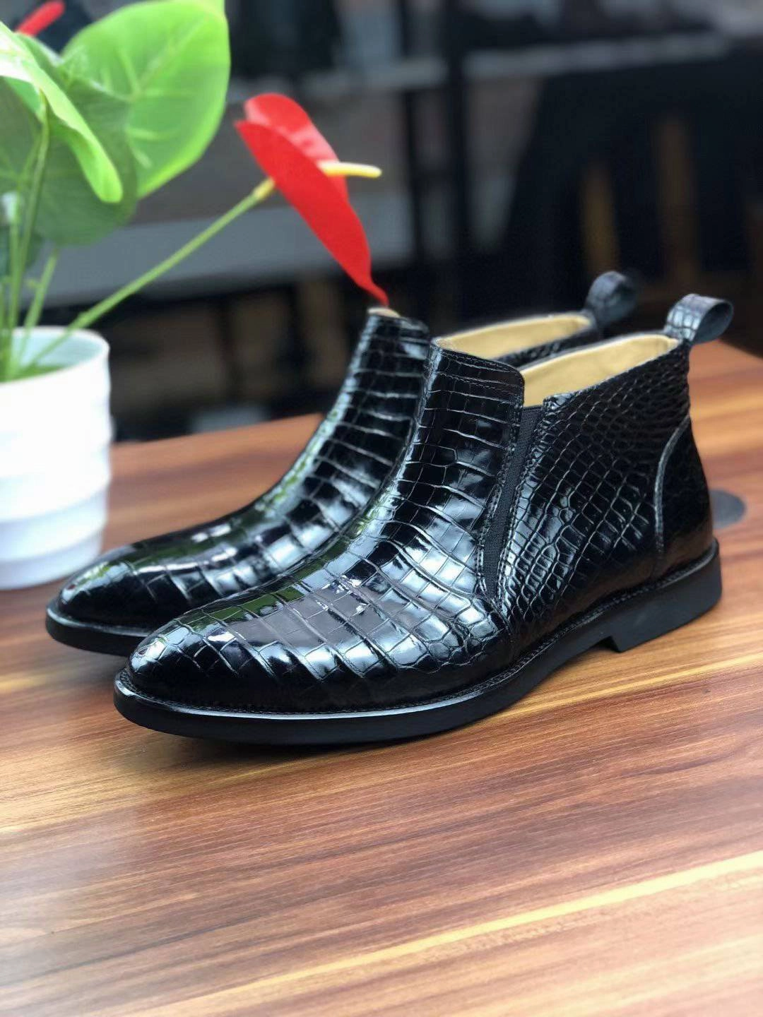 Crocodile Shoes Men's Comfort Craftsman Chelsea Boots Viking Boots