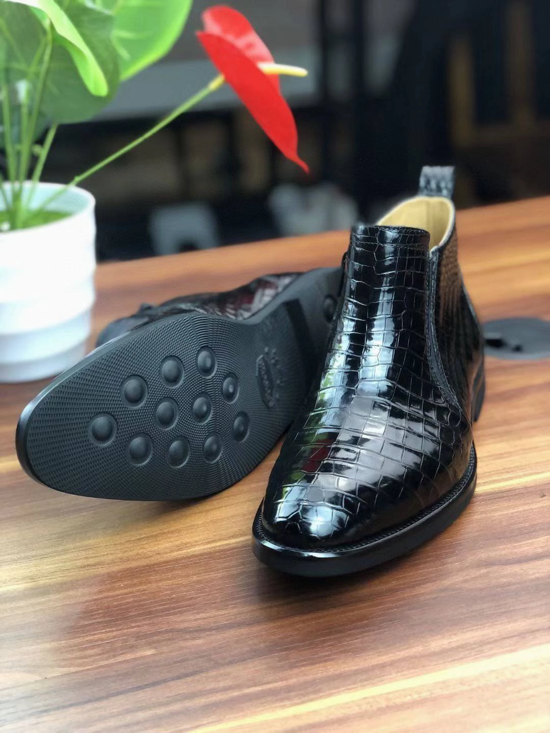 Crocodile Shoes Men's Comfort Craftsman Chelsea Boots Dive Boots