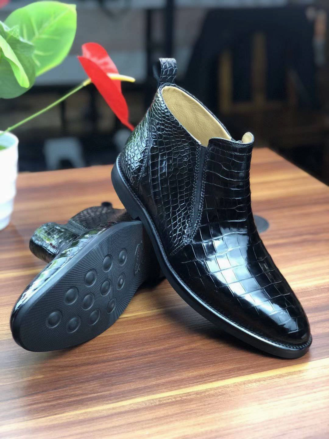 Buffalo Boots Crocodile Shoes Men's Comfort Craftsman Chelsea Boots