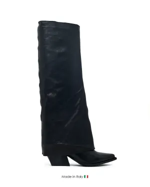 Winter Boots Waterproof Cuffy Black Leather