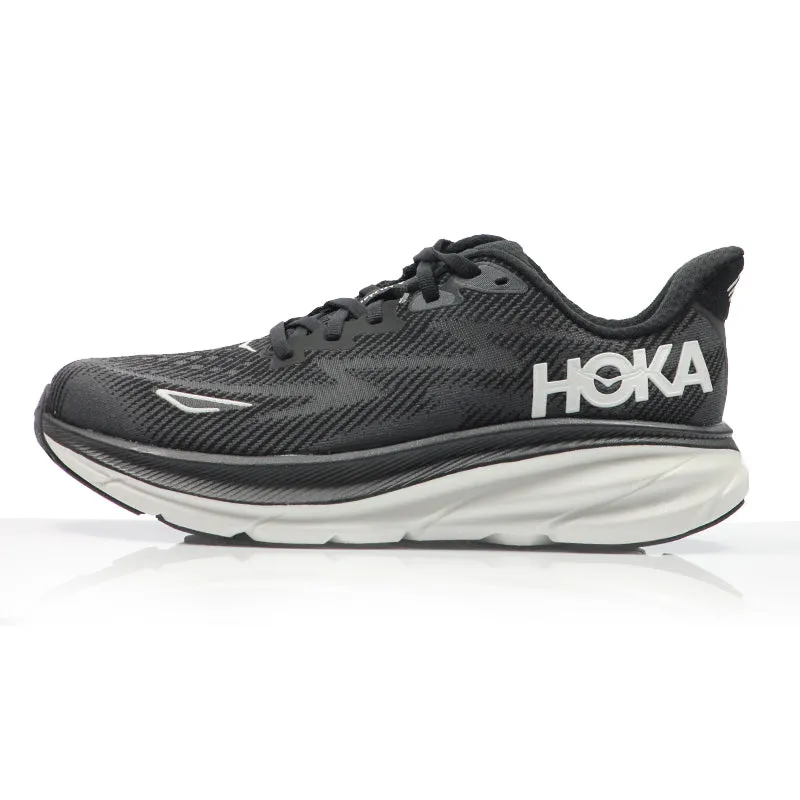 Hoka One One Clifton 9 Women's Wide Fit Running Shoe - Black/White Peregrine Trail Running Shoes