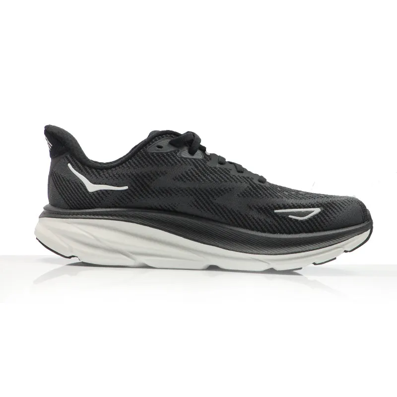 Running Shoes Waterproof Hoka One One Clifton 9 Women's Wide Fit Running Shoe - Black/White