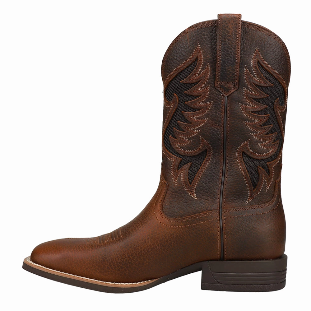 Cowpuncher Venttek Embroidered Tool-Inlayed Square Toe Pull On Cowboy Boots Vintage Frye Campus Boots