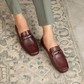 The Ondrive Brown Men's Leather Driving Loafers Tresmode Celebs In Loafers