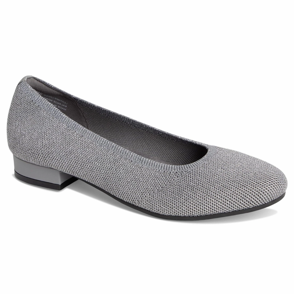 David Tate Runway Grey Metallic Ballet Flat (Women's) Bling Flat Shoes