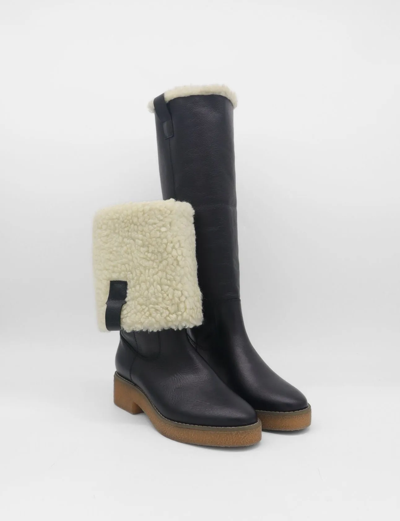 Work Boots Amazon Aspen tall 2-in-1 convertible boots in black upper leather and shearling lining womens shoes