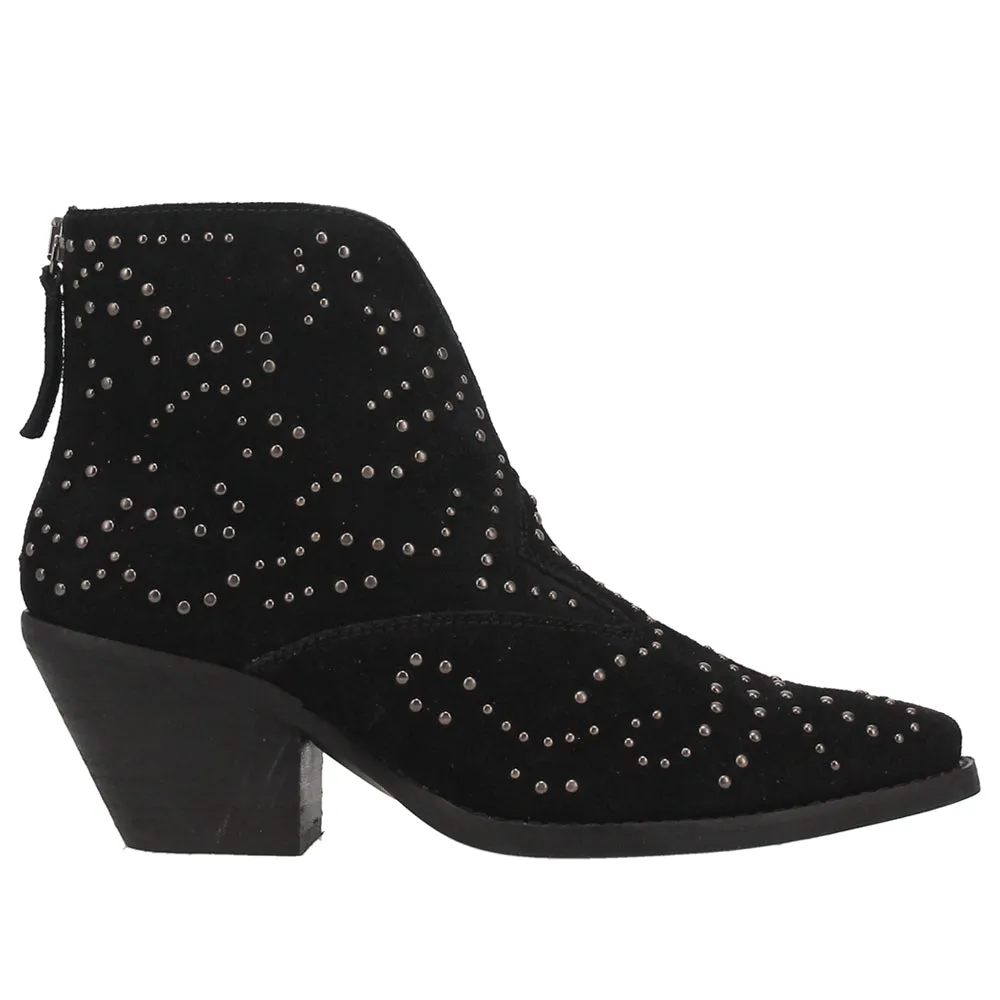 Cool Leather Boots Denim N Diamonds Studded Zippered Cowboy Booties