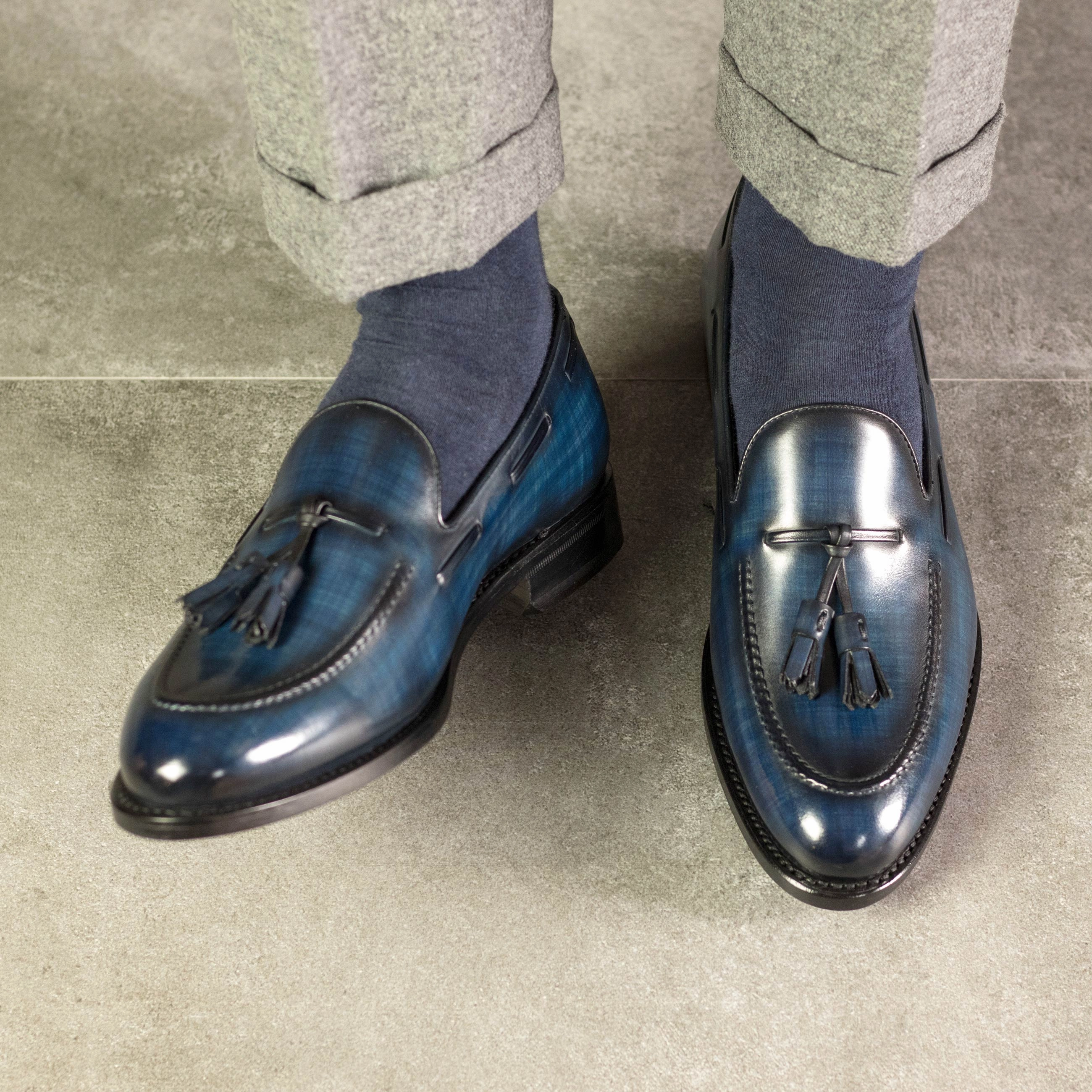 Denim Blue Patina Tassel Loafers Hugo Boss Loafers