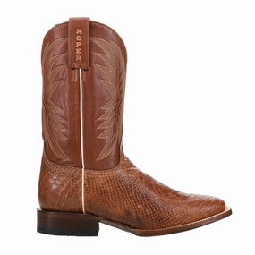Diesel Embroidered Python Animal Print Square Cowboy Boots Jordan Boots