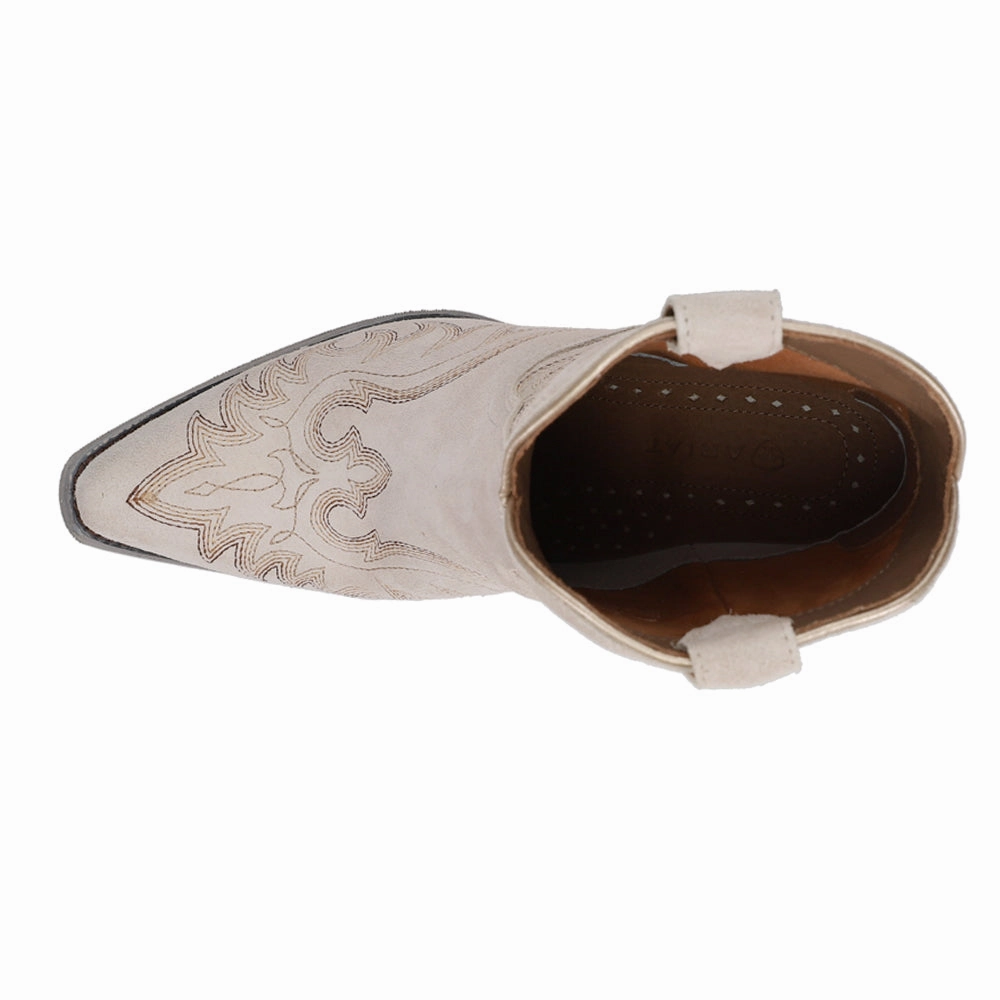 Chandler Embroidered Pointed Toe Pull On Cowboy Booties Gold High Boots