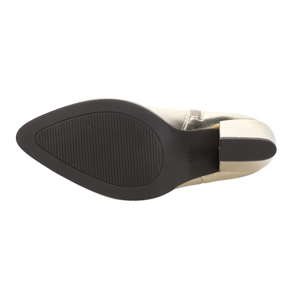 Dark Combat Boots Domina Metallic Pointed Toe Zippered Booties